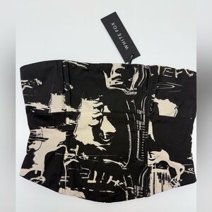 T335- White Fox Boutique Black and Cream Patterned Corset